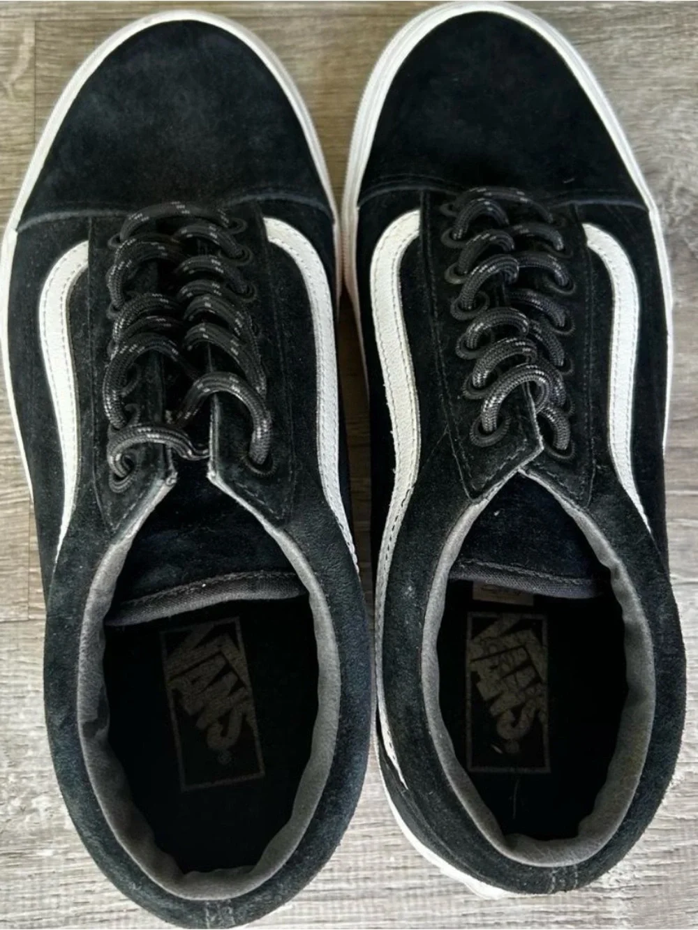 Vans Men's Black Suede Skate Sneakers with White Stripe